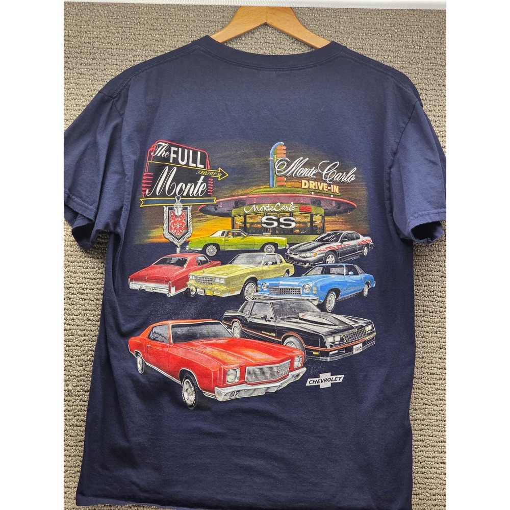 Gildan Chevrolet Monte Carlo SS Drive-In Graphic T-Shirt Mens Large Navy Blue